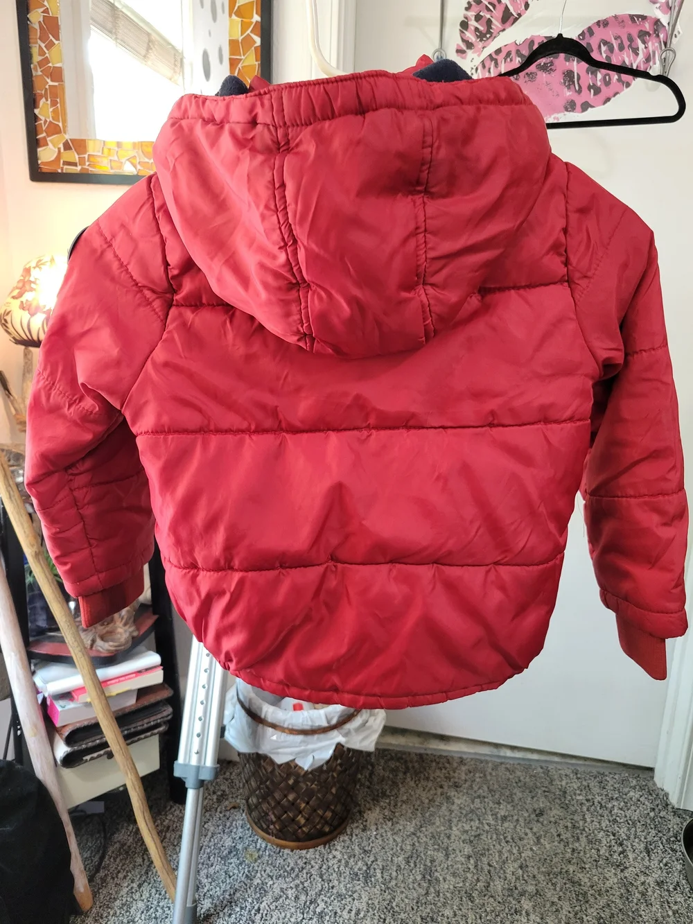 Tommy Hilfiger Red Puffer Jacket with Navy & White Stripes